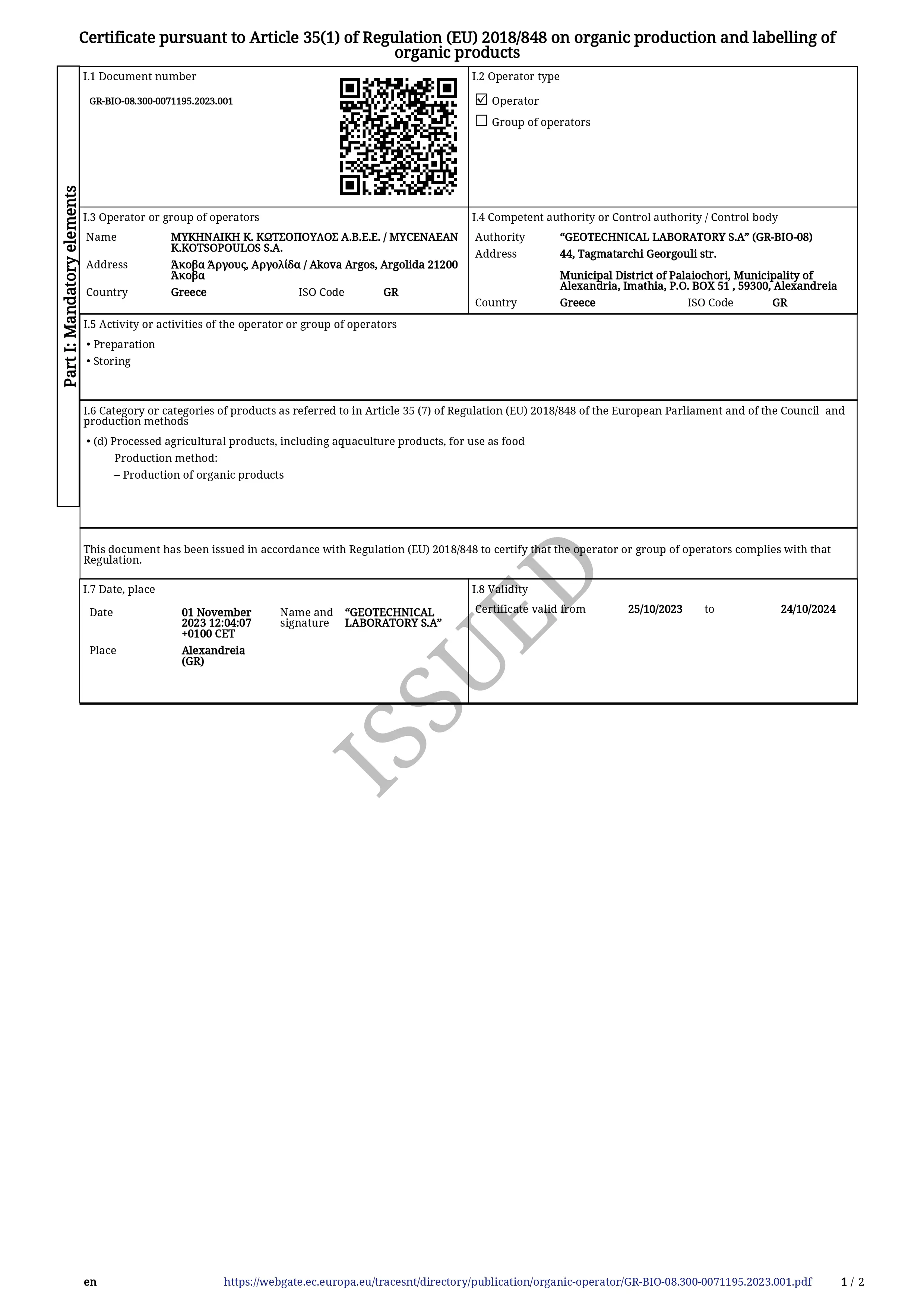 2. Certifikát kvality