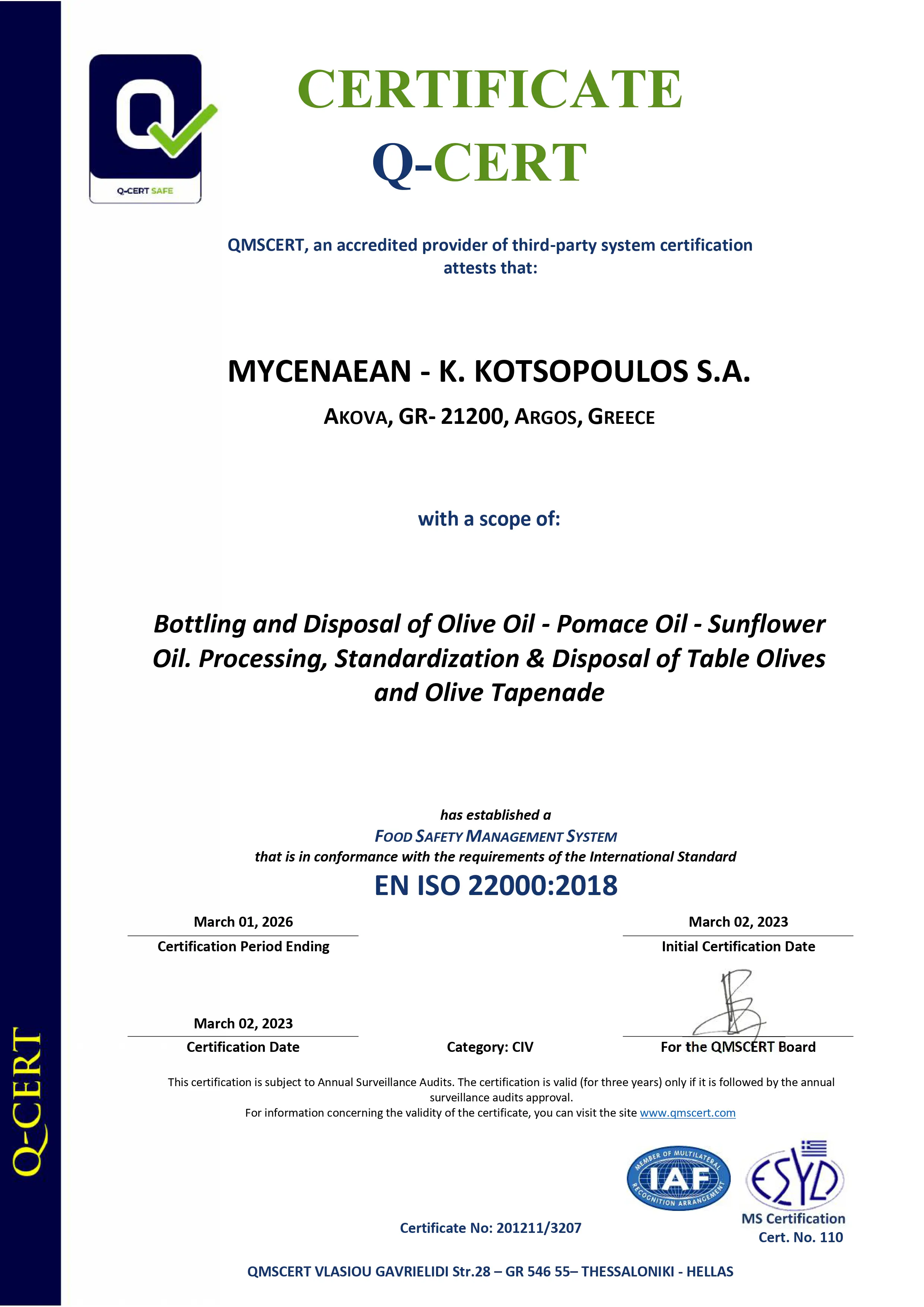 3. Certifikát kvality